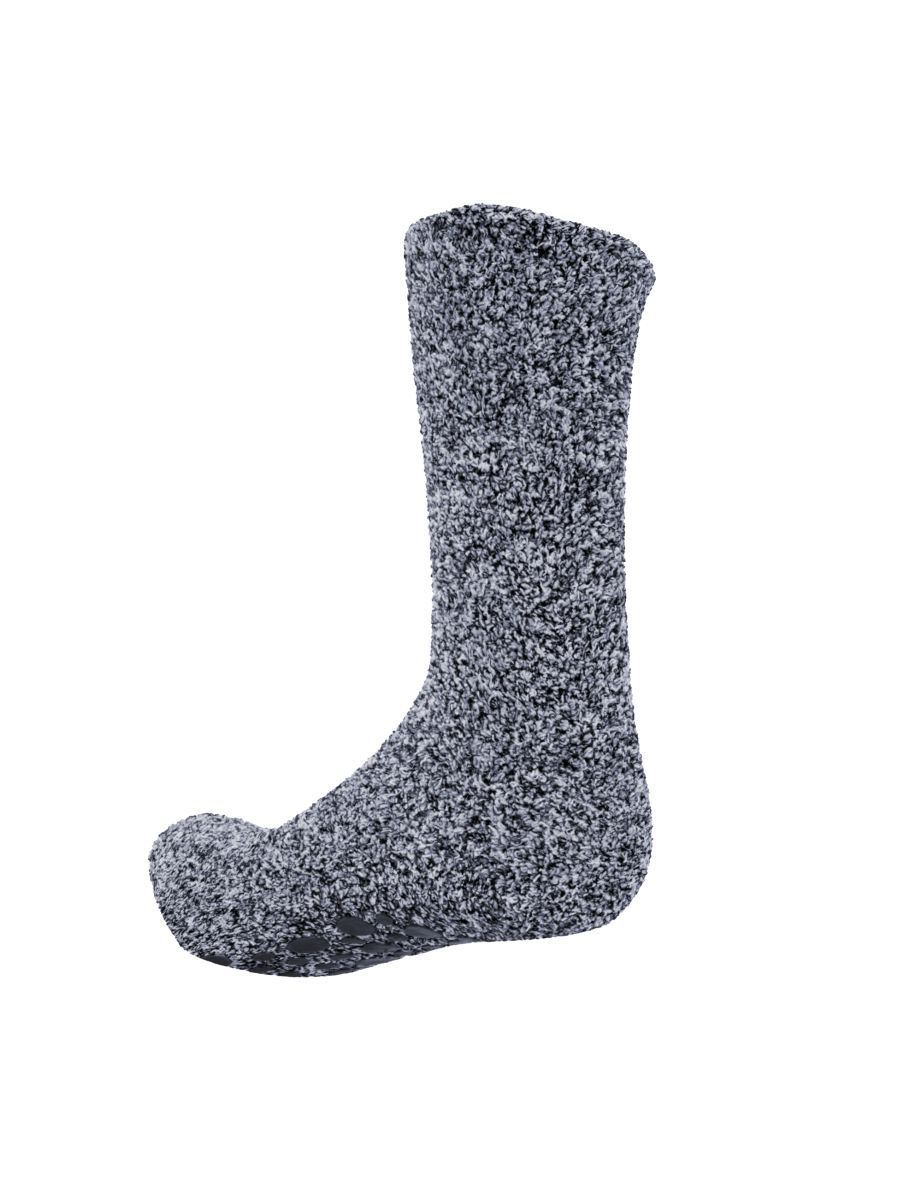 FLOSO Mens Warm Slipper Socks With Rubber Non Slip Grip - Navy