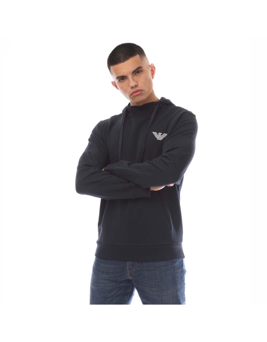 Men's Emporio Armani Eagle Logo Hoodie in Blue