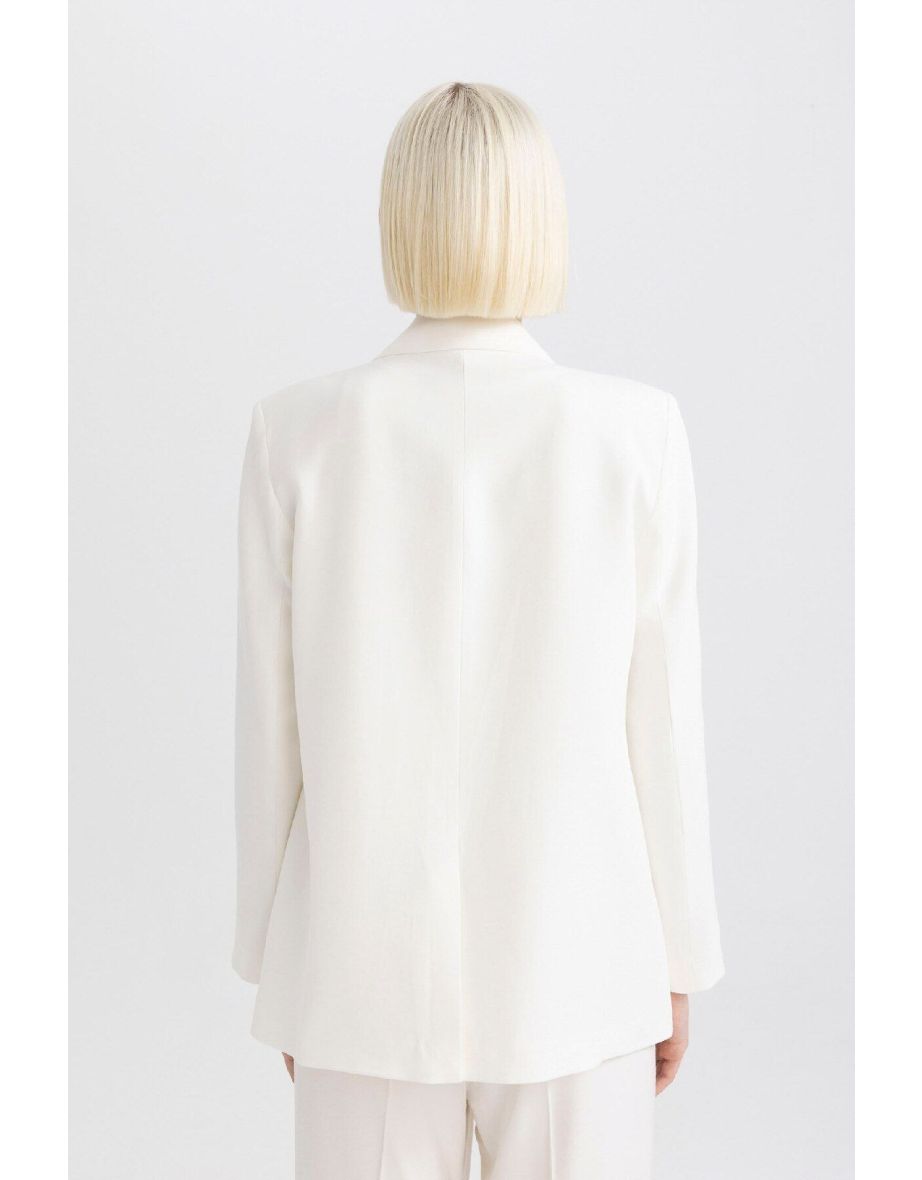 Oversize Fit Linen Blend Blazer Jacket - 5