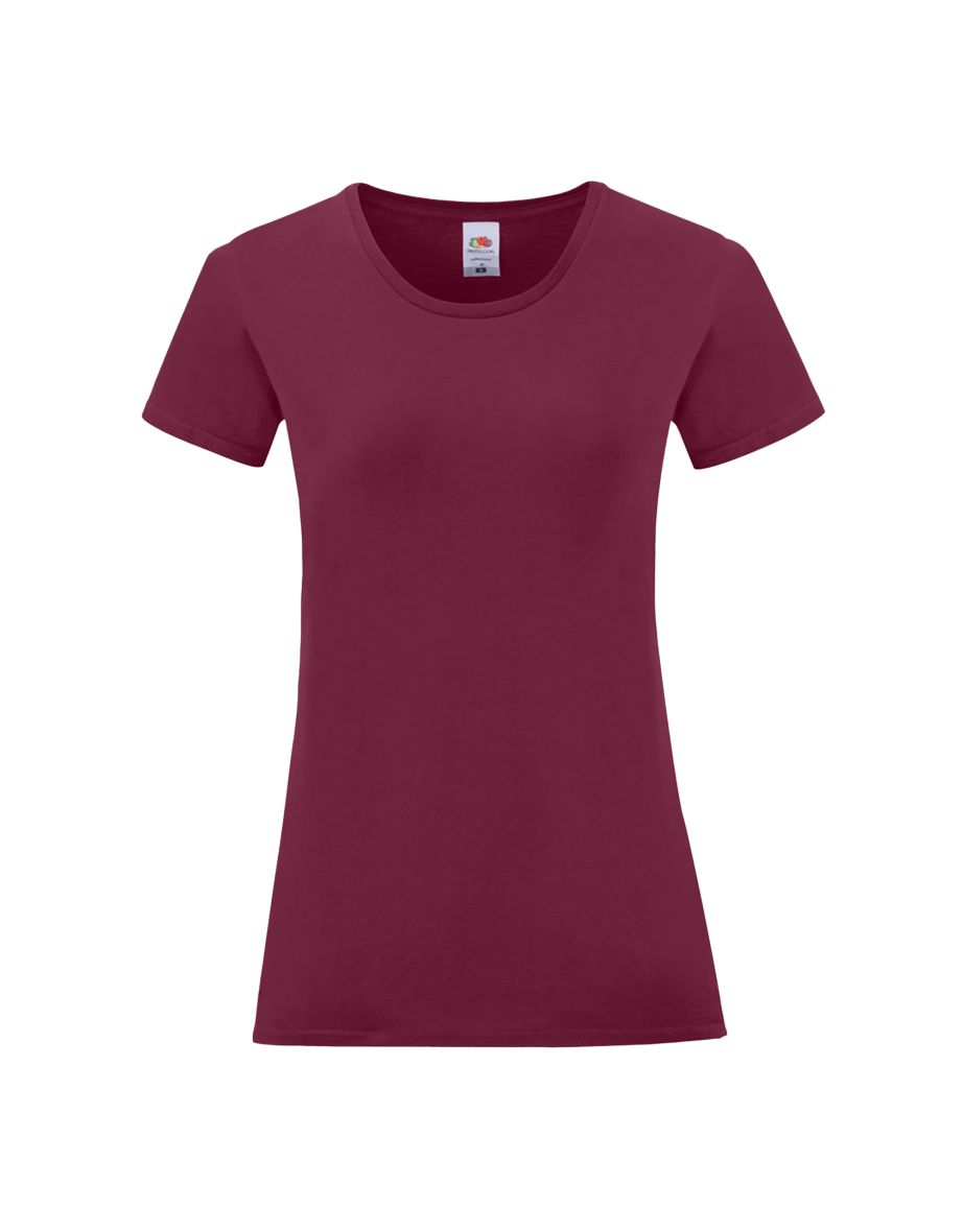 Fruit Of The Loom Womens/Ladies Iconic T-Shirt - Burgundy