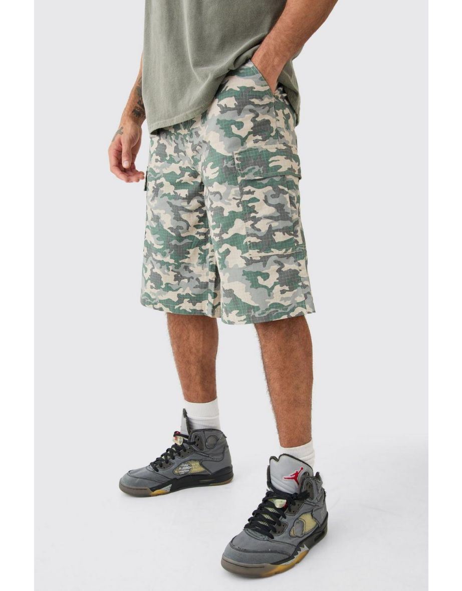 Woven Tab Ripstop Camo Jorts - khaki