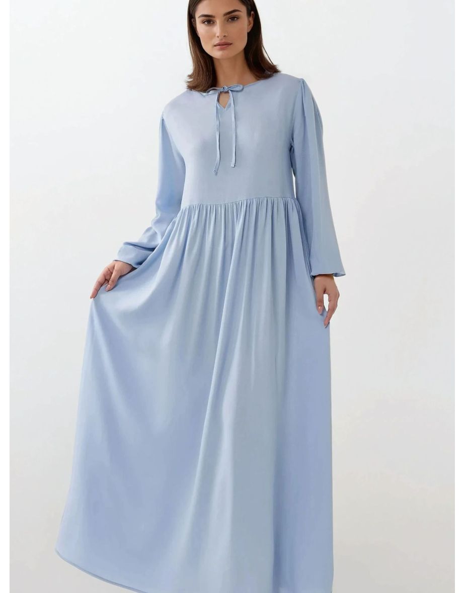 Maxi Dress with A-Form Fit and Crew Neck