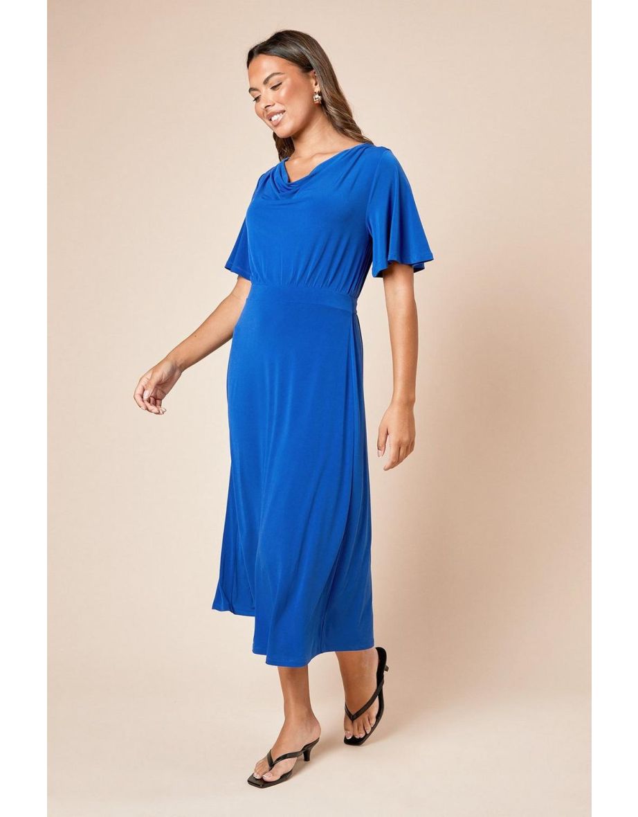 Cowl Neck Tie Back Midi Dress