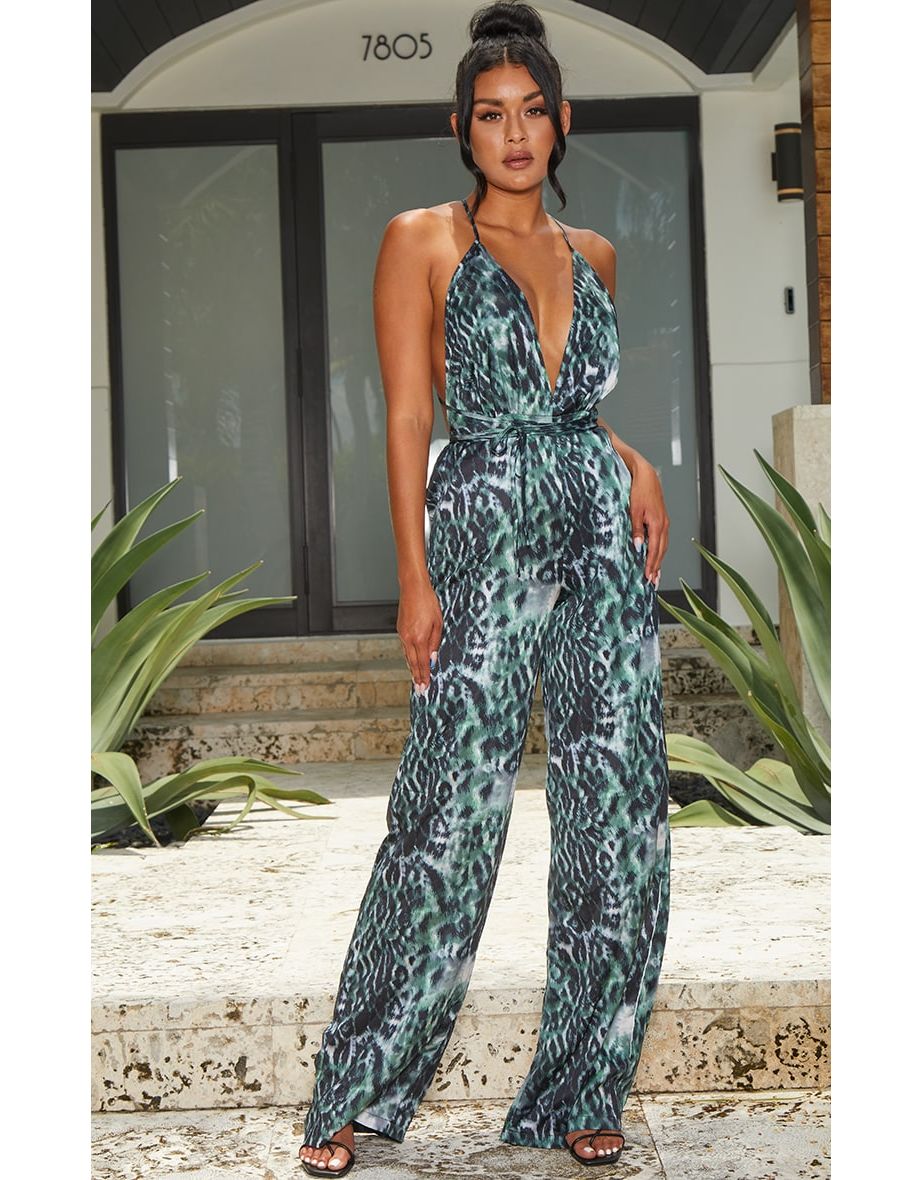 Leopard wide leg jumpsuit shop