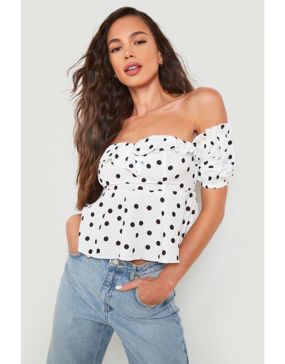 White bardot peplum top on sale