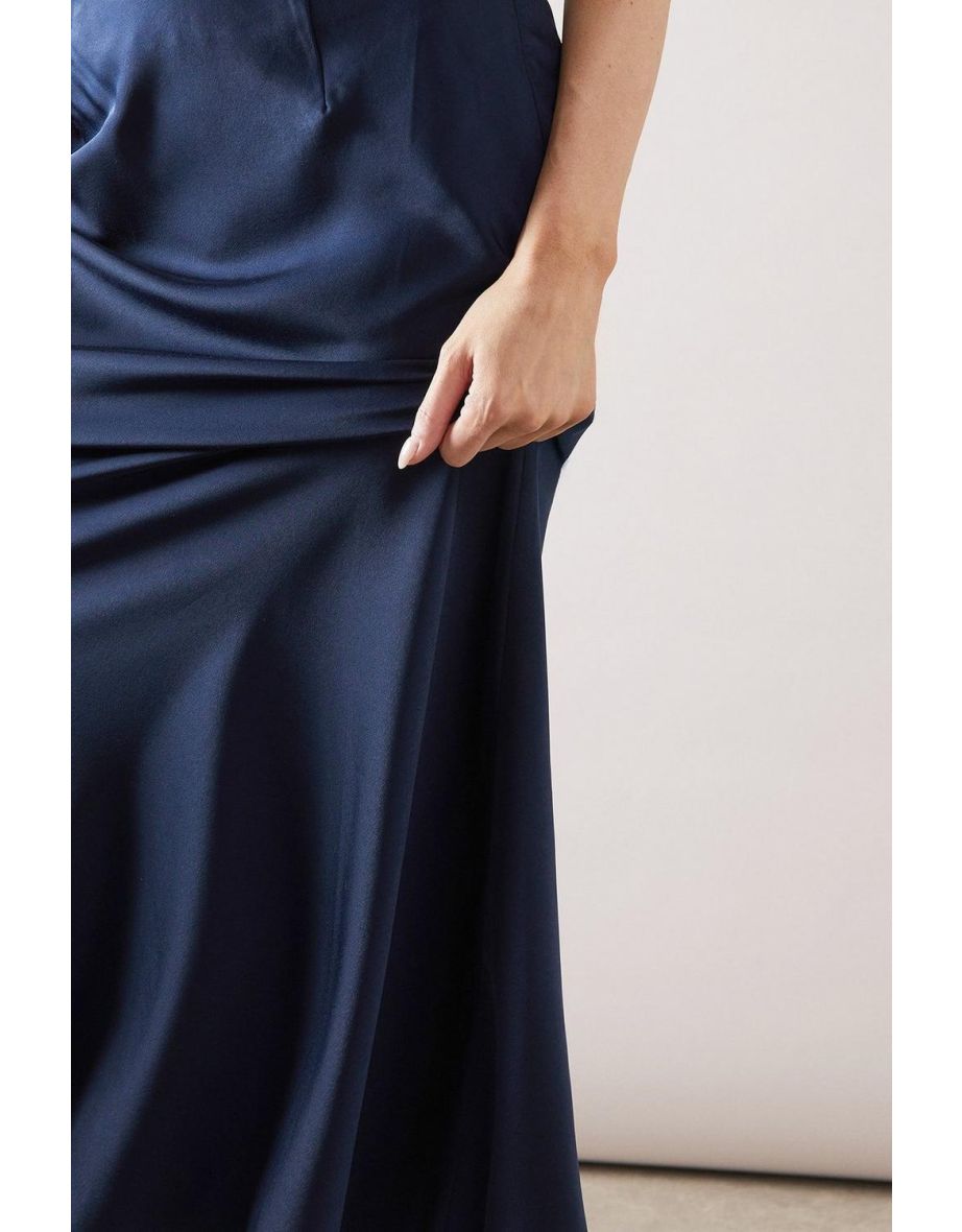 Satin Bias Cut Midi Skirt - 3