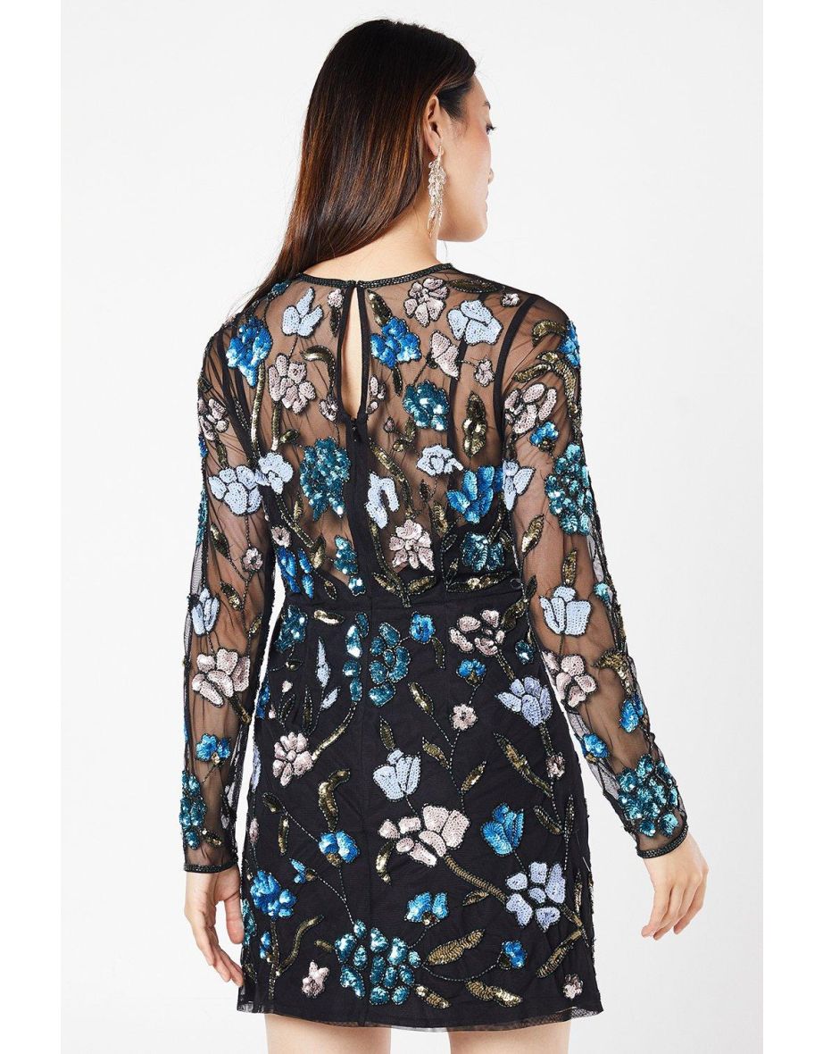 Iridescent Sequin Hand Embellished Mini Dress - 3