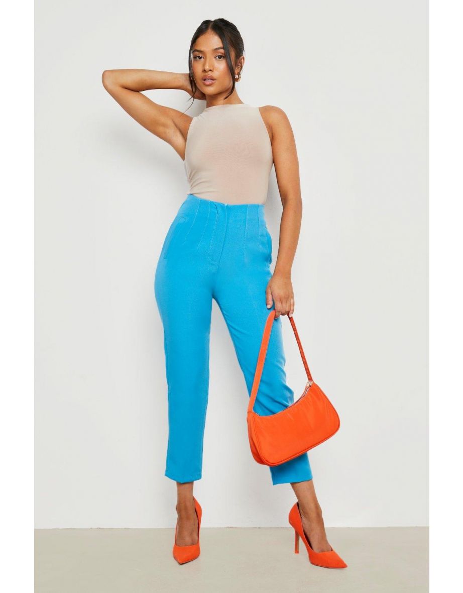 Petite Seam Detail Pocket Tailored Trouser - turquoise