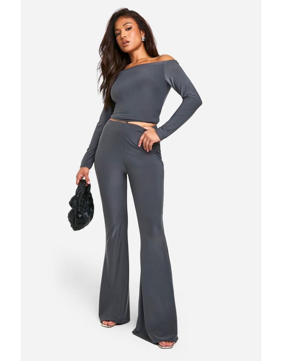 Petite Double Slinky Bardot and Flare Set - grey