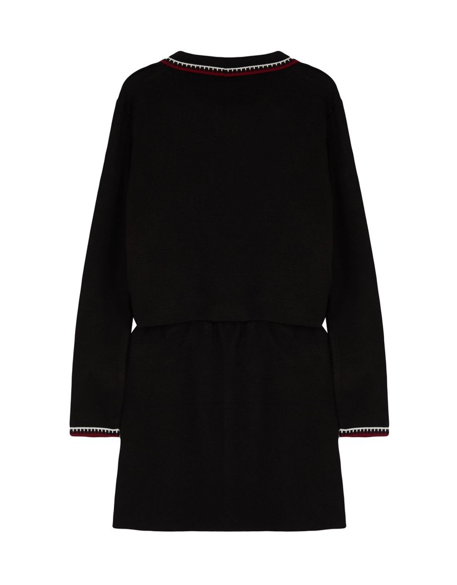 Black Color Block Knitwear Two Piece Set - 6