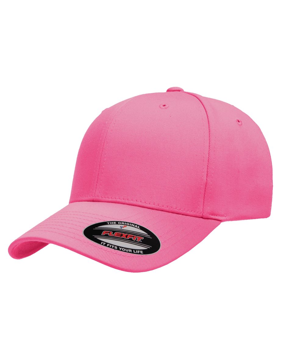 Yupoong Mens Flexfit Fitted Baseball Cap - Dark Pink
