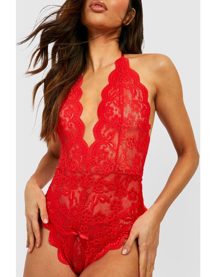 Crotchless Lace Bodysuit - 2