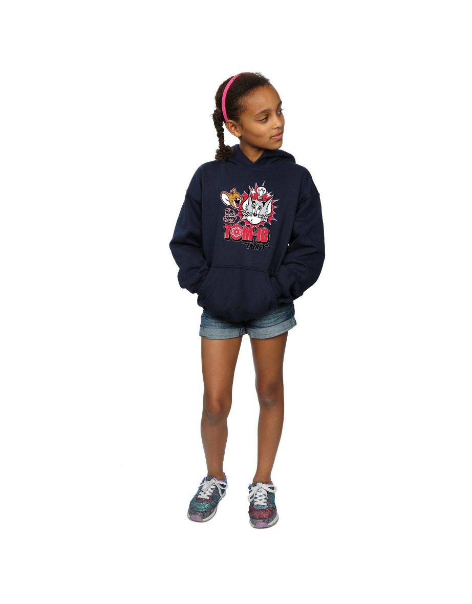 Tom And Jerry Girls Tomic Energy Hoodie - Navy Blue - 3