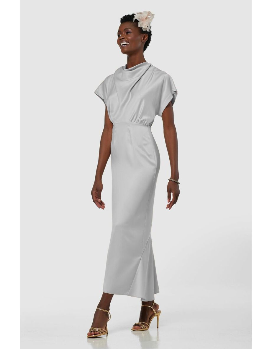 Closet London Silver High Neck Kimono Midi Dress - 3
