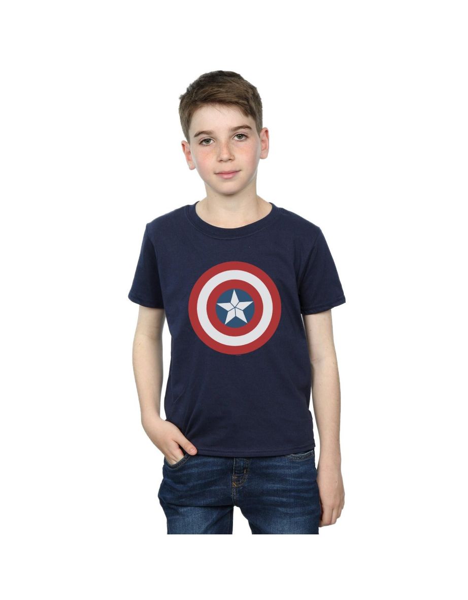 Marvel Boys Captain America Civil War Shield T-Shirt - Navy Blue