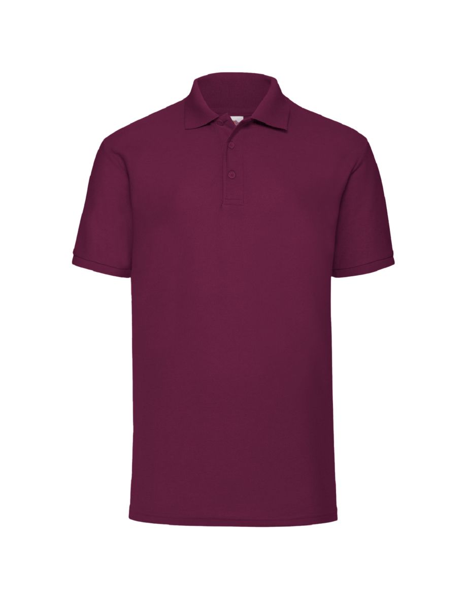 Fruit Of The Loom Mens 65/35 Pique Short Sleeve Polo Shirt - Burgundy