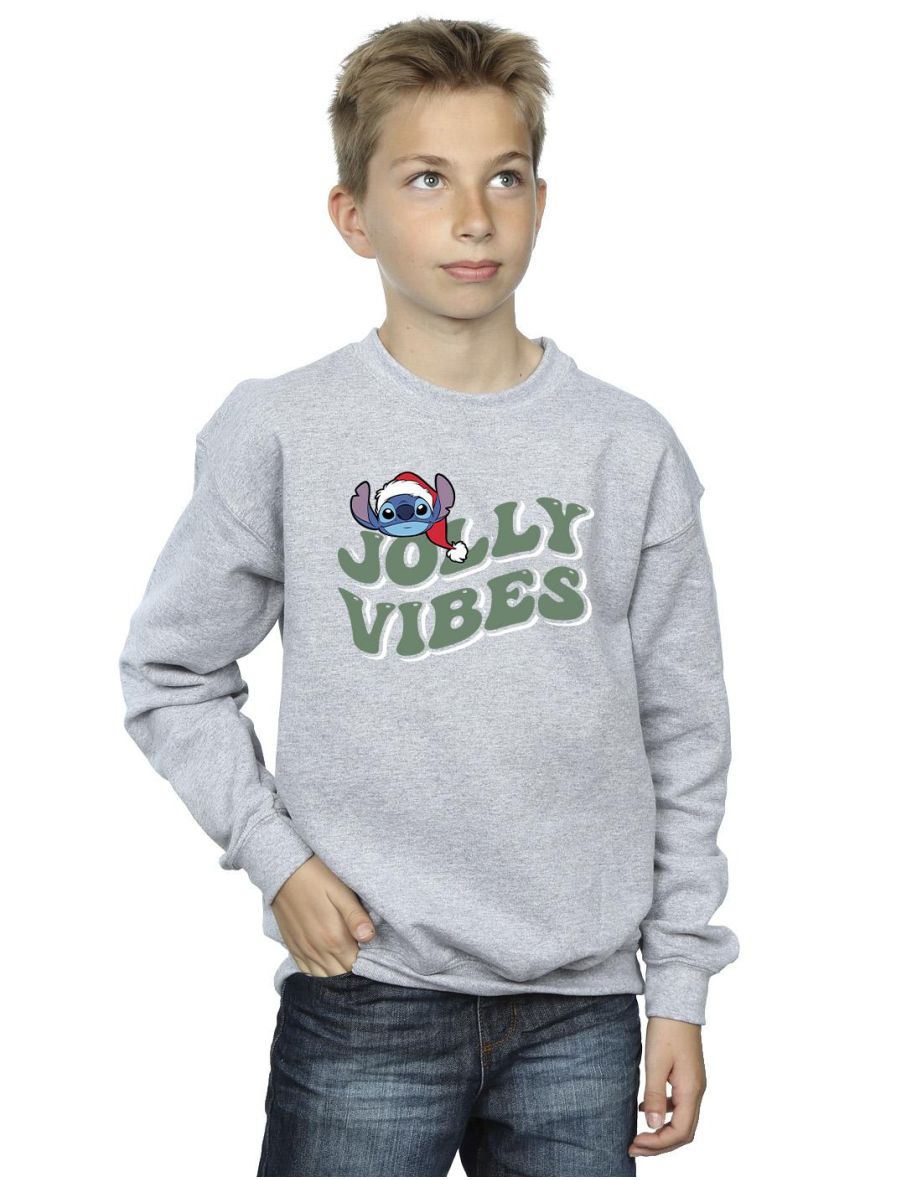 Disney Boys Lilo & Stitch Jolly Chilling Vibes Sweatshirt - Sports Grey