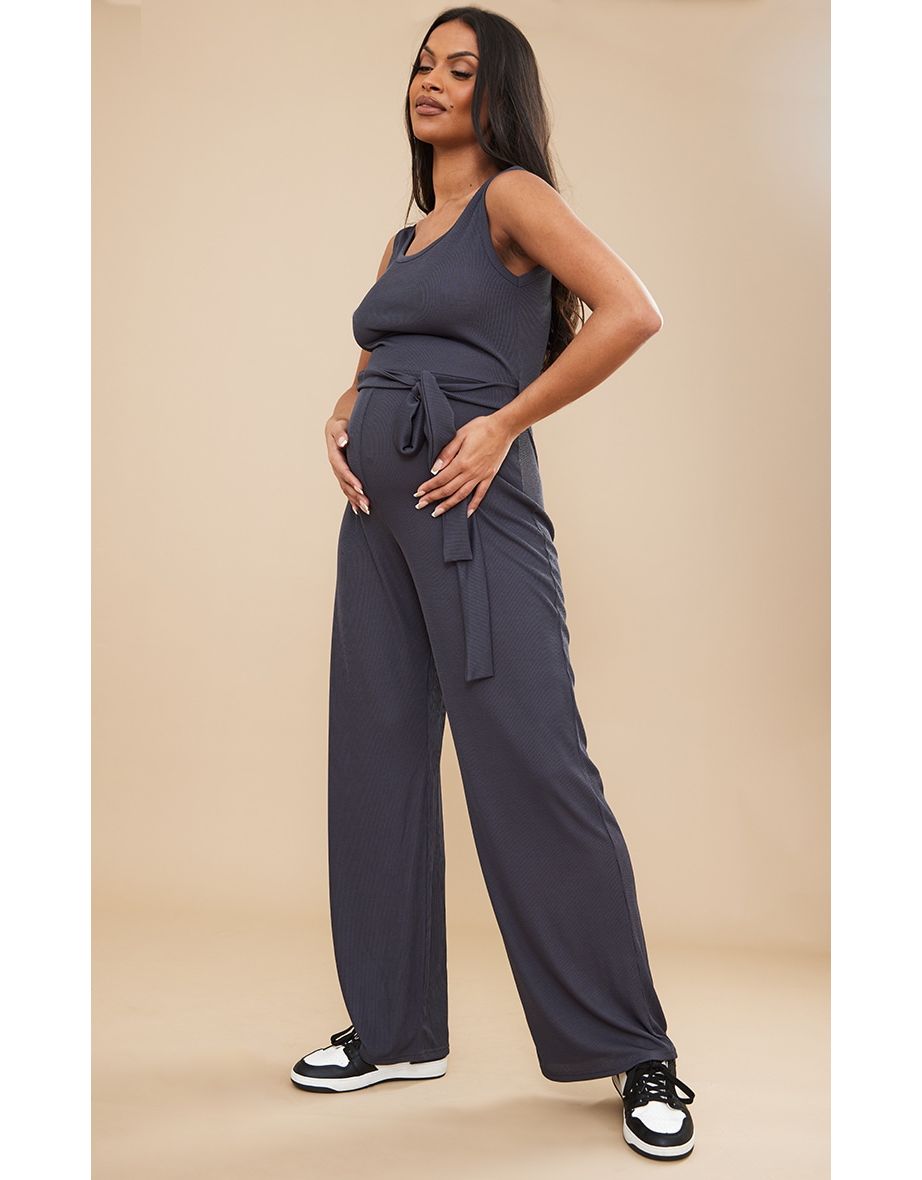 ribbed flared jumpsuit