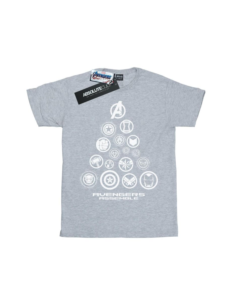 Marvel Mens Avengers Endgame Pyramid Icons T-Shirt - Sports Grey - 1