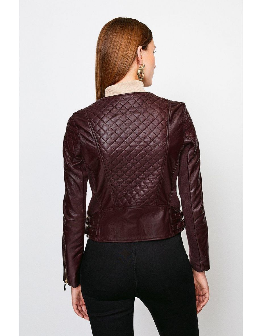 Leather Quilted Biker Jacket - 2