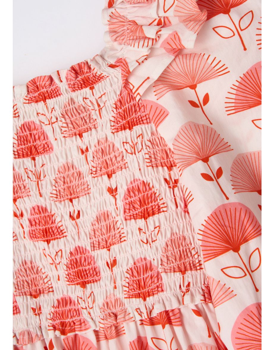 Lola Pink Ruffle Shoulder Print Dress - 6