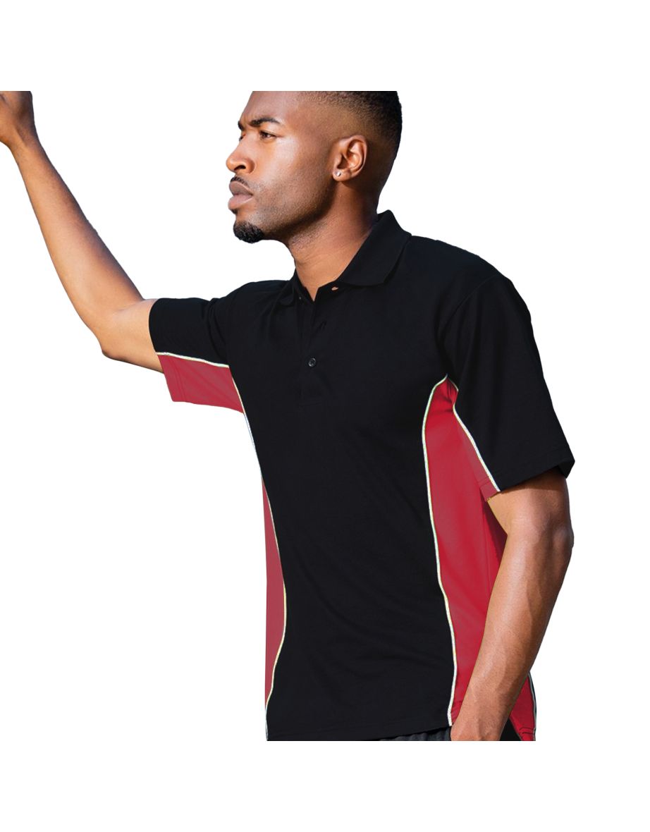 Gamegear Mens Track Pique Short Sleeve Polo Shirt Top - Navy/Red/White - 2