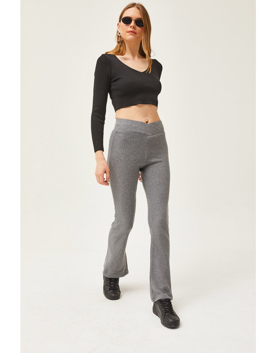 Women's Smoky Cross Band Detail Raised Spanish Leggings