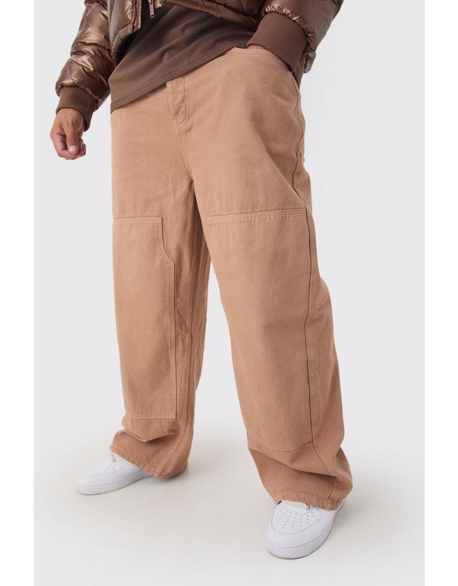 Plus Relaxed Rigid Overdyed Carpenter Jeans - brown