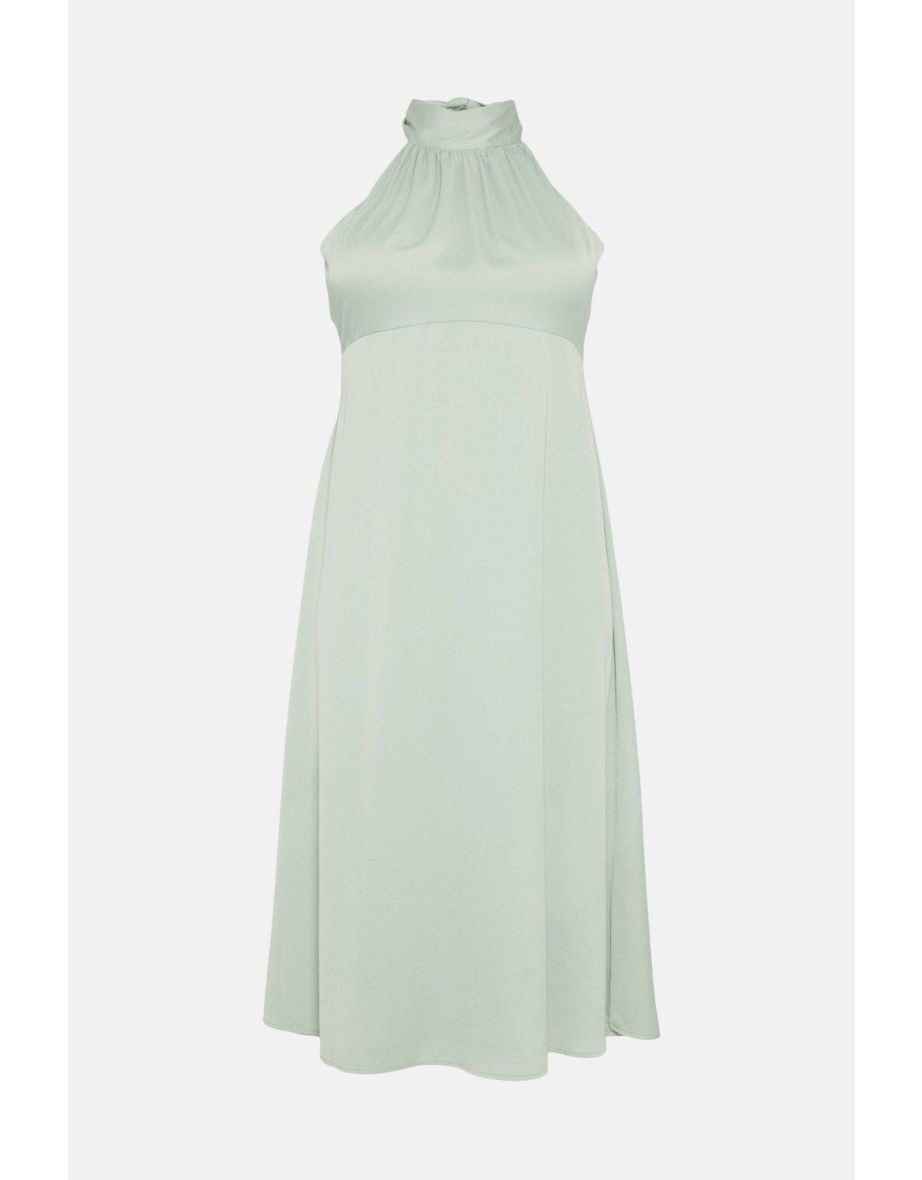 Plus Size Halter Neck Midi Dress - 3