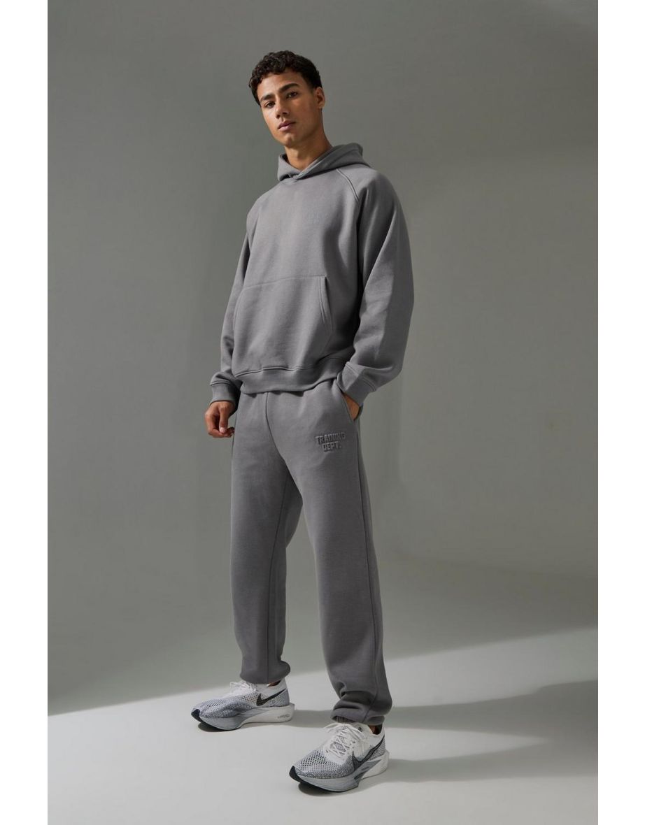 Man Active Training Dept Boxy Embossed Tracksuit - charcoal