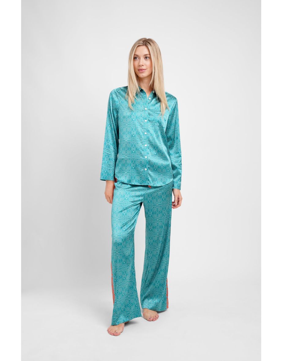Long Sleeve PJ Top / "Teal Stars"