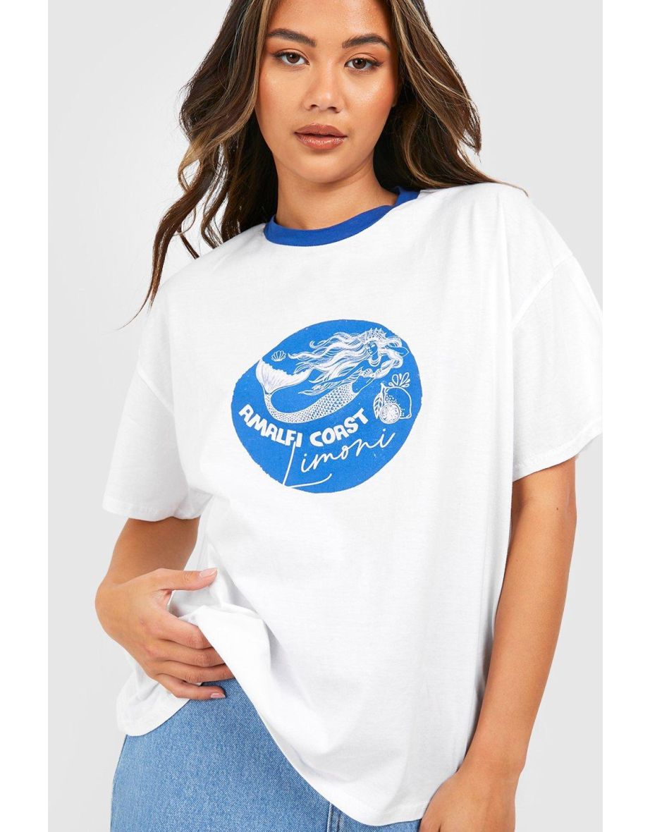 Contrast Binding Placement Tshirt - ivory - 3
