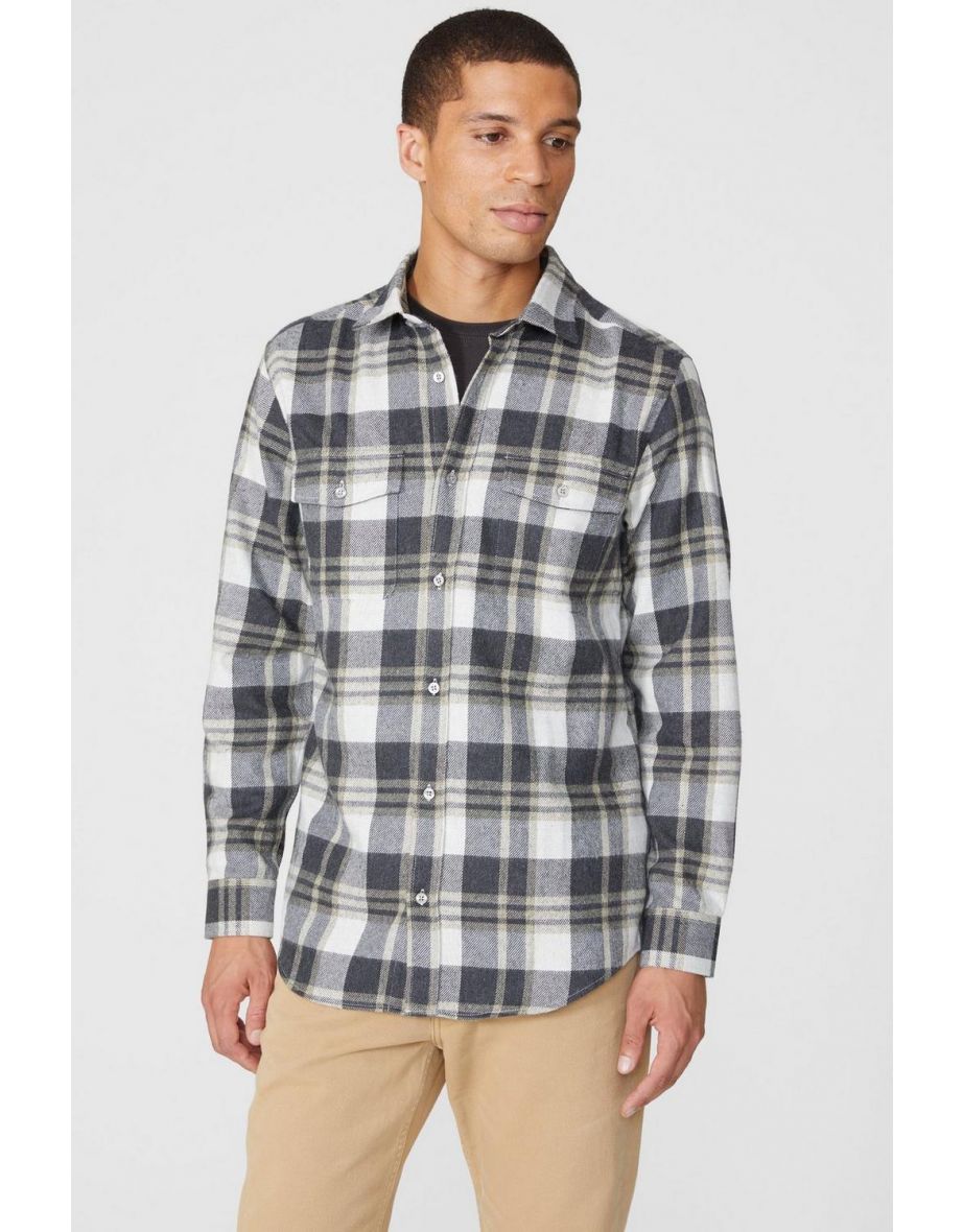 Brushed Check Button Down - grey