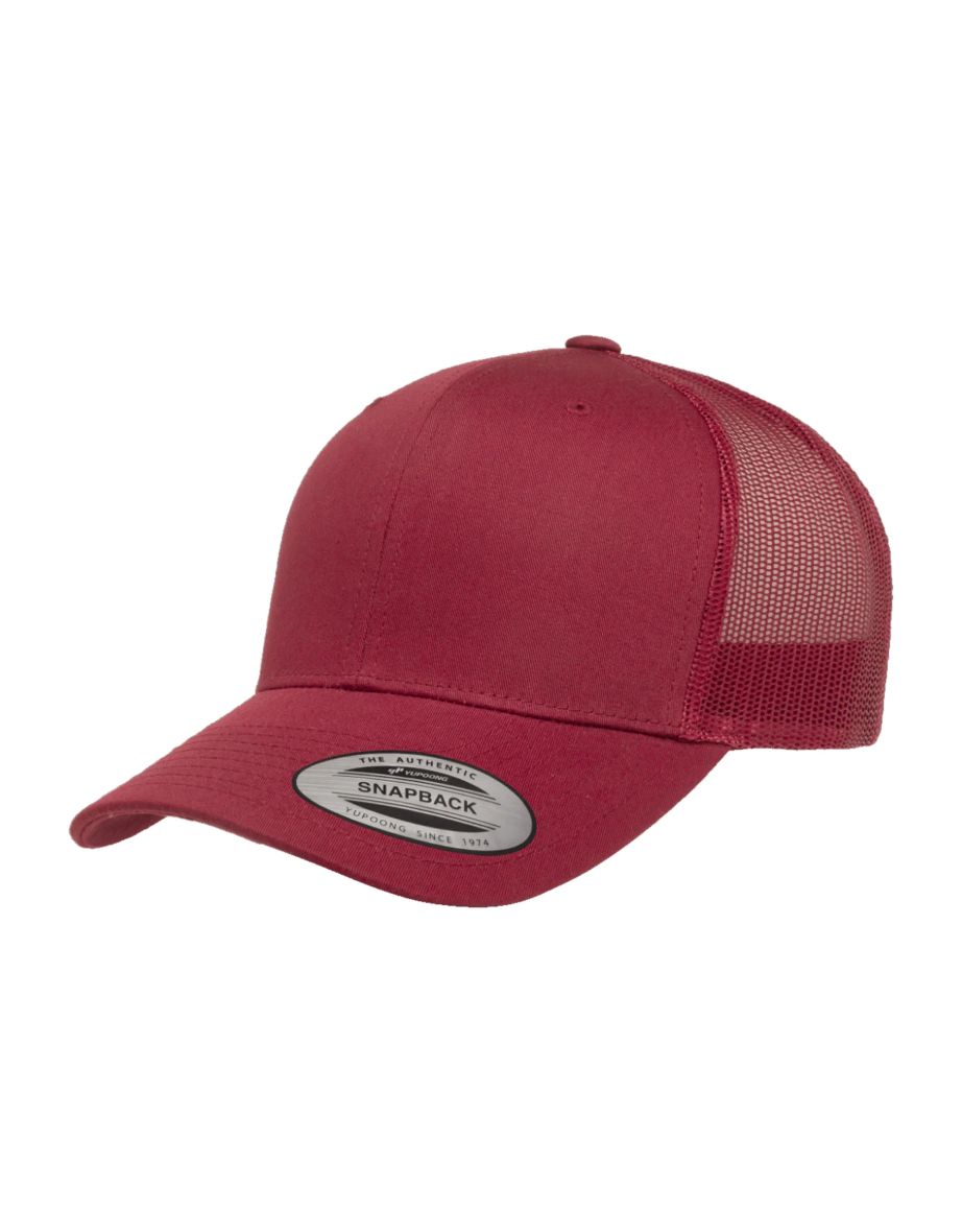 Yupoong Flexfit Retro Snapback Trucker Cap - Cranberry