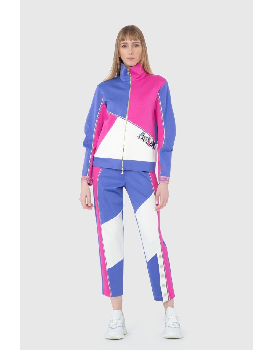 Contrast Color Detailed Embroidery Appliqué Pink Sweatpants