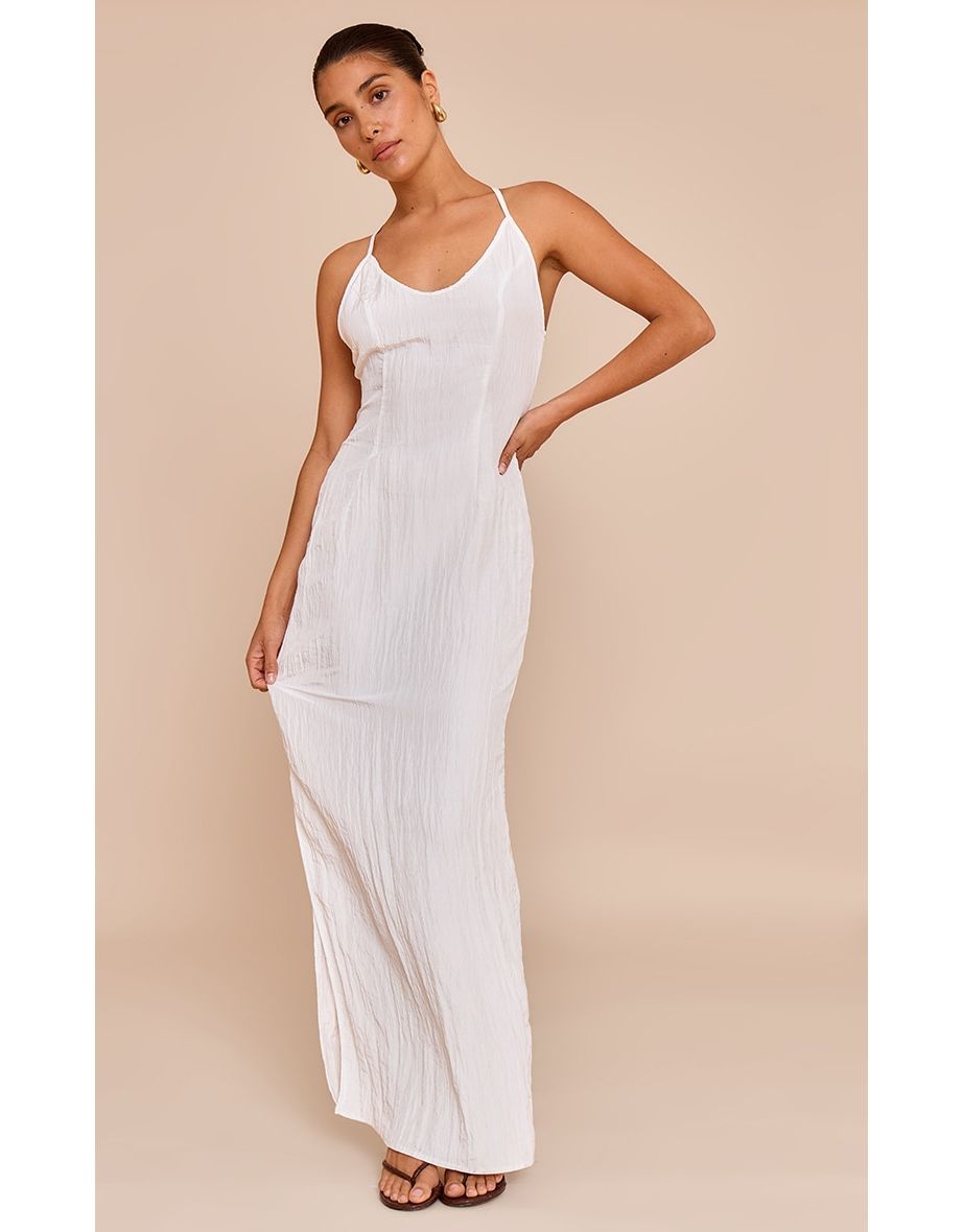 Petite White Beaded Strap Detail Maxi Dress