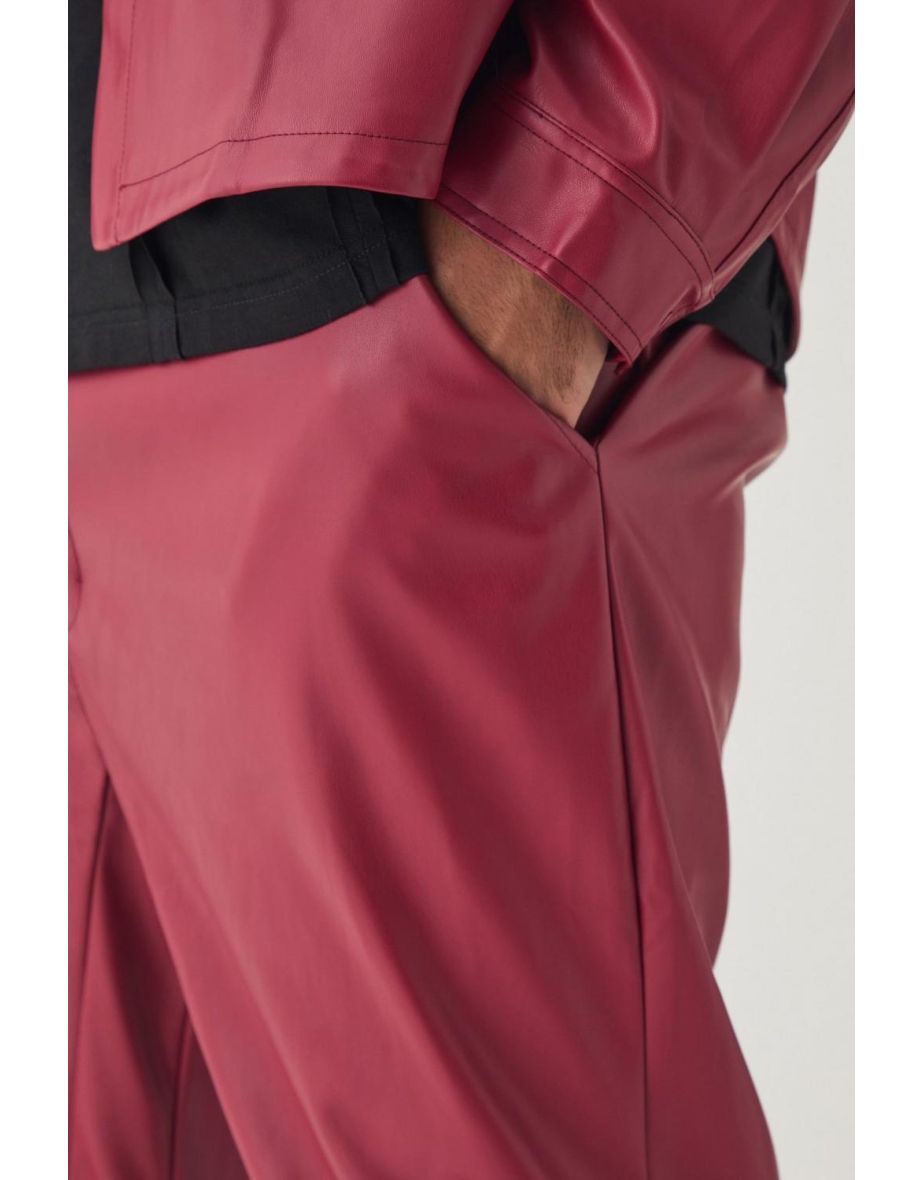 Plus Pu Slim Fit Flared Trousers - 2