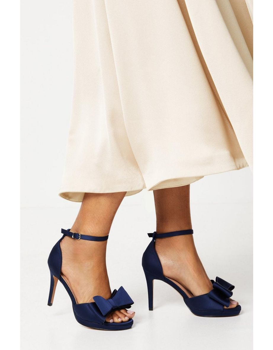 Talia Satin Structured Bow High Heel Platform Sandals