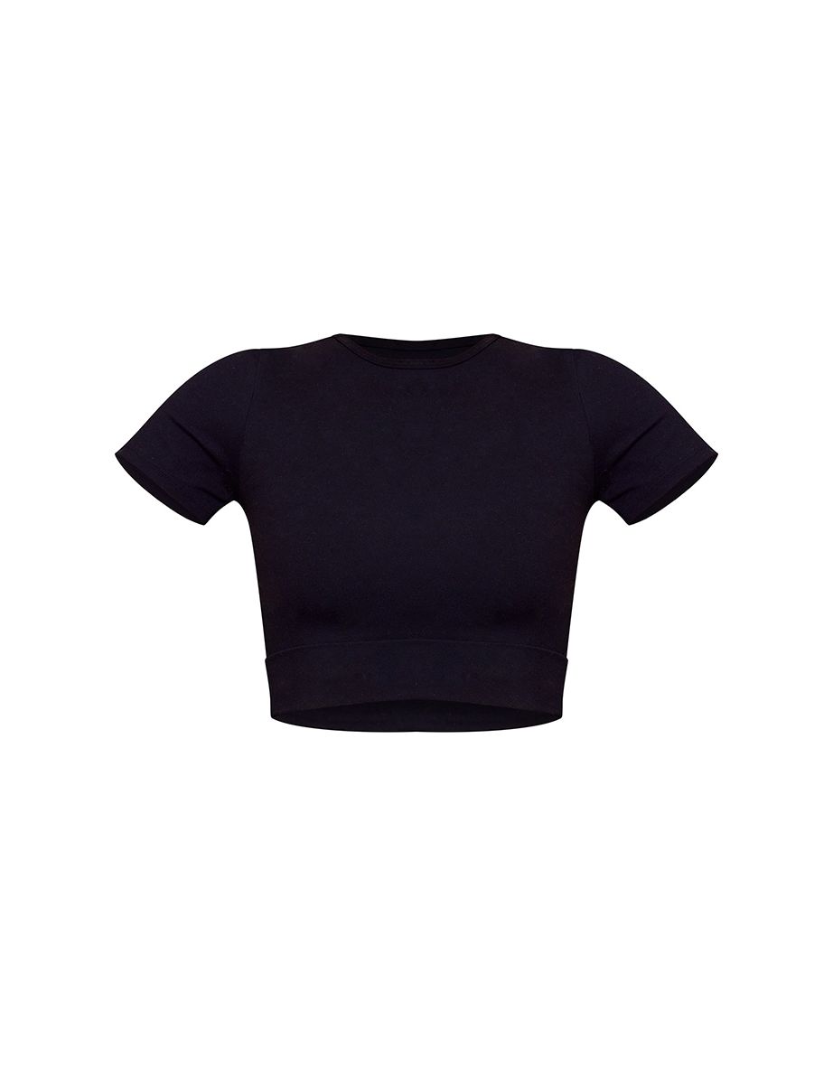 PLT Sport Black Sculpt Fold Over Gym T-shirt - 4