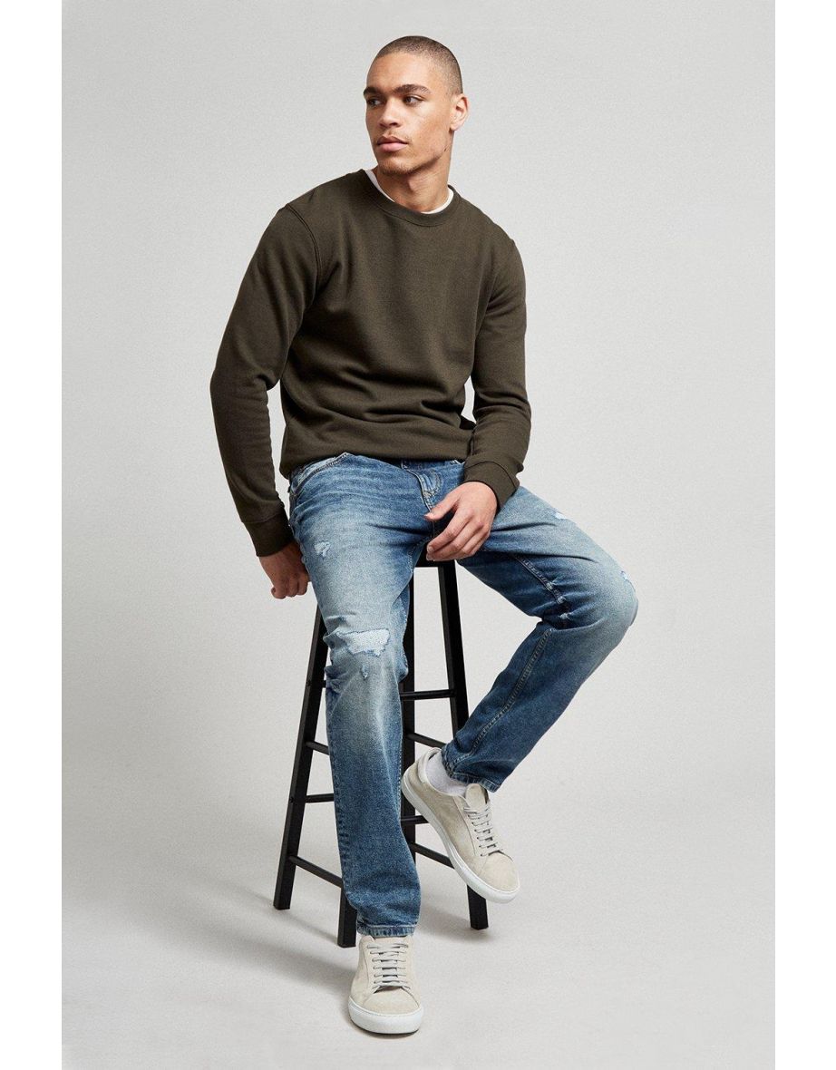 Slim Stitch Repair Rip Jeans