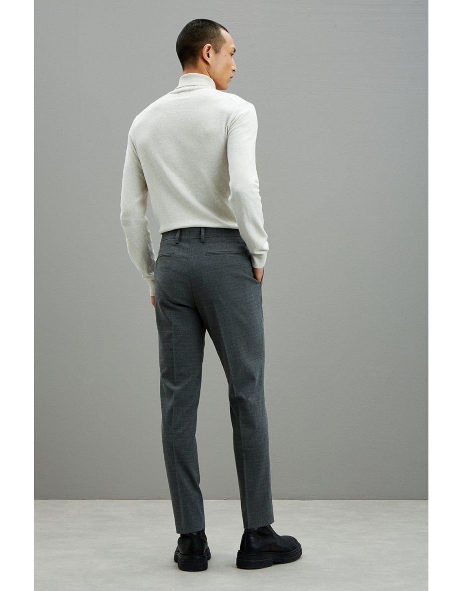 Grey Semi Plain Slim Fit Suit Trouser - 2