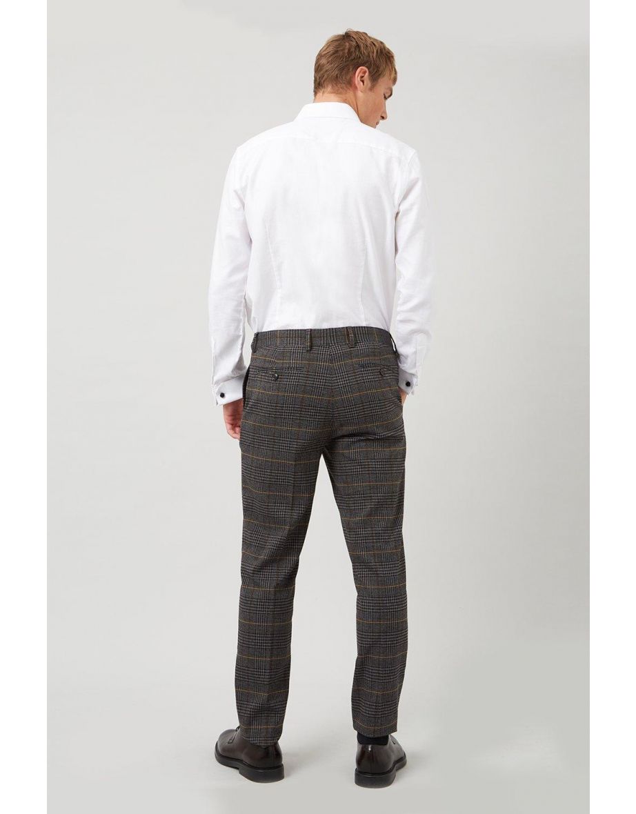 Brown Saddle Check Slim Fit Suit Trouser - 2