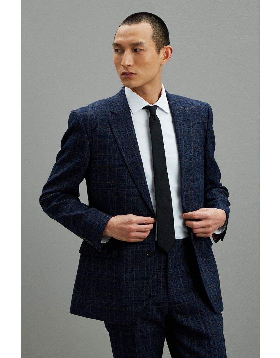 Tailored Fit Navy Heritage Check Jacket