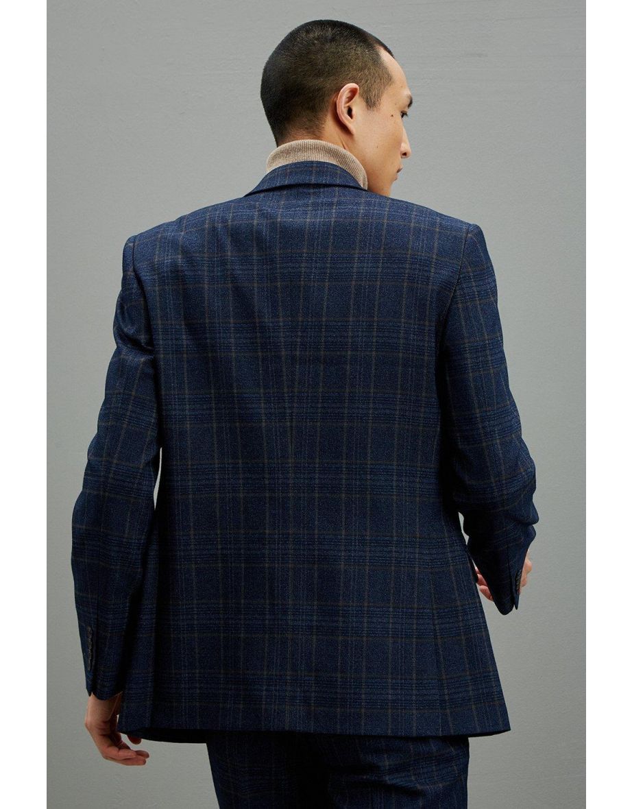 Tailored Fit Navy Heritage Check Jacket - 2