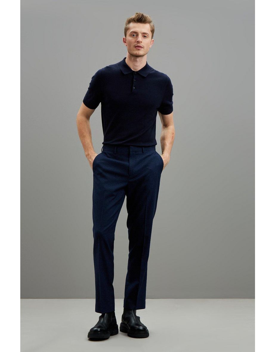 Navy Marl Tailored Fit Suit Trouser