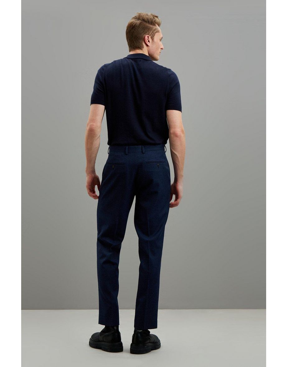 Navy Marl Tailored Fit Suit Trouser - 2