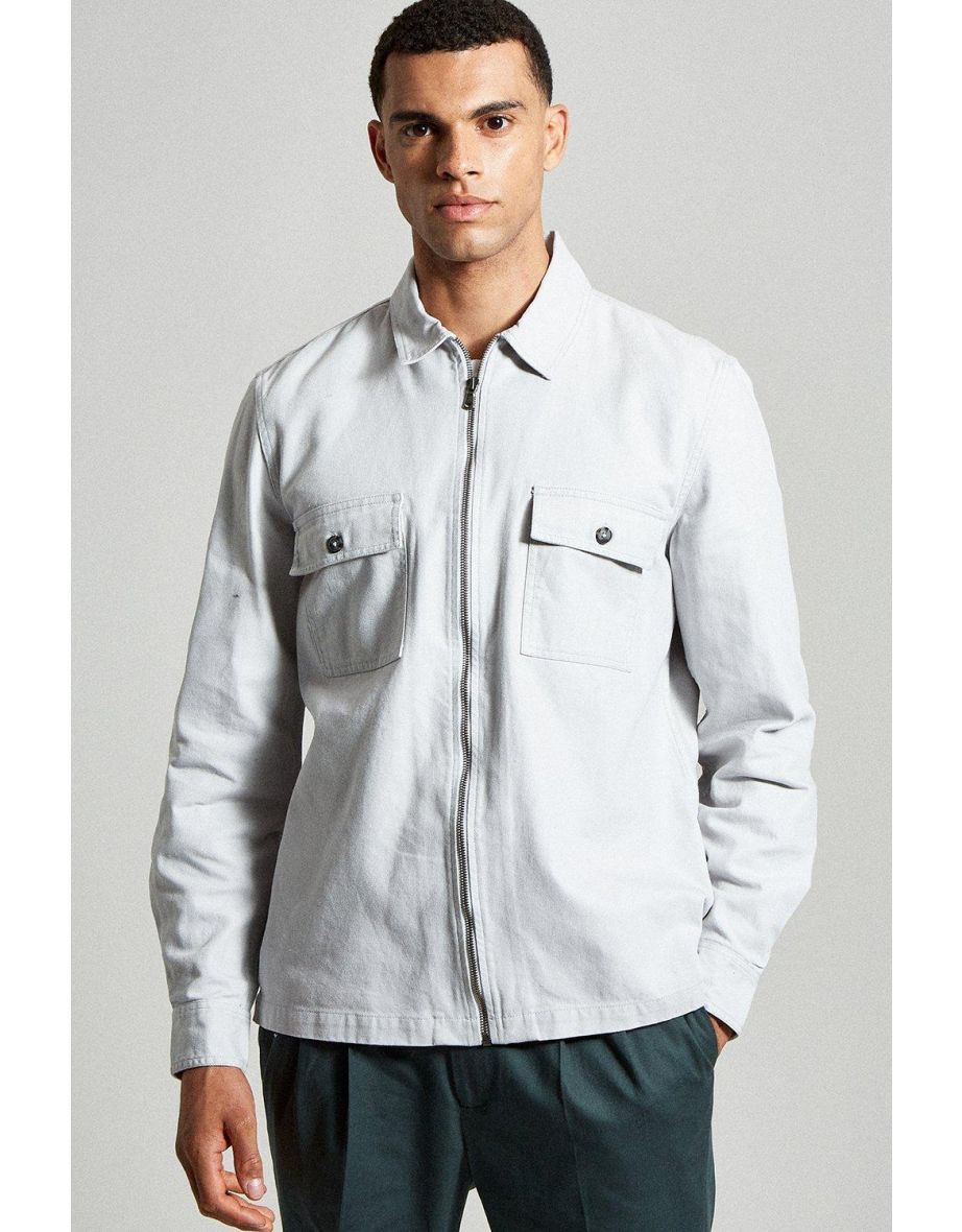 Zip Through Twill Overshirt