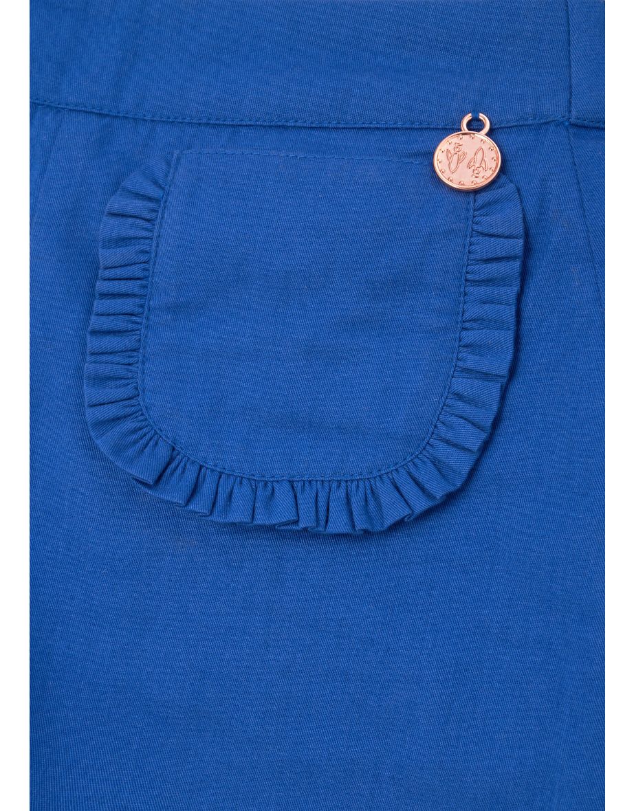 Lacey Blue Scallop Hem Shorts - 4