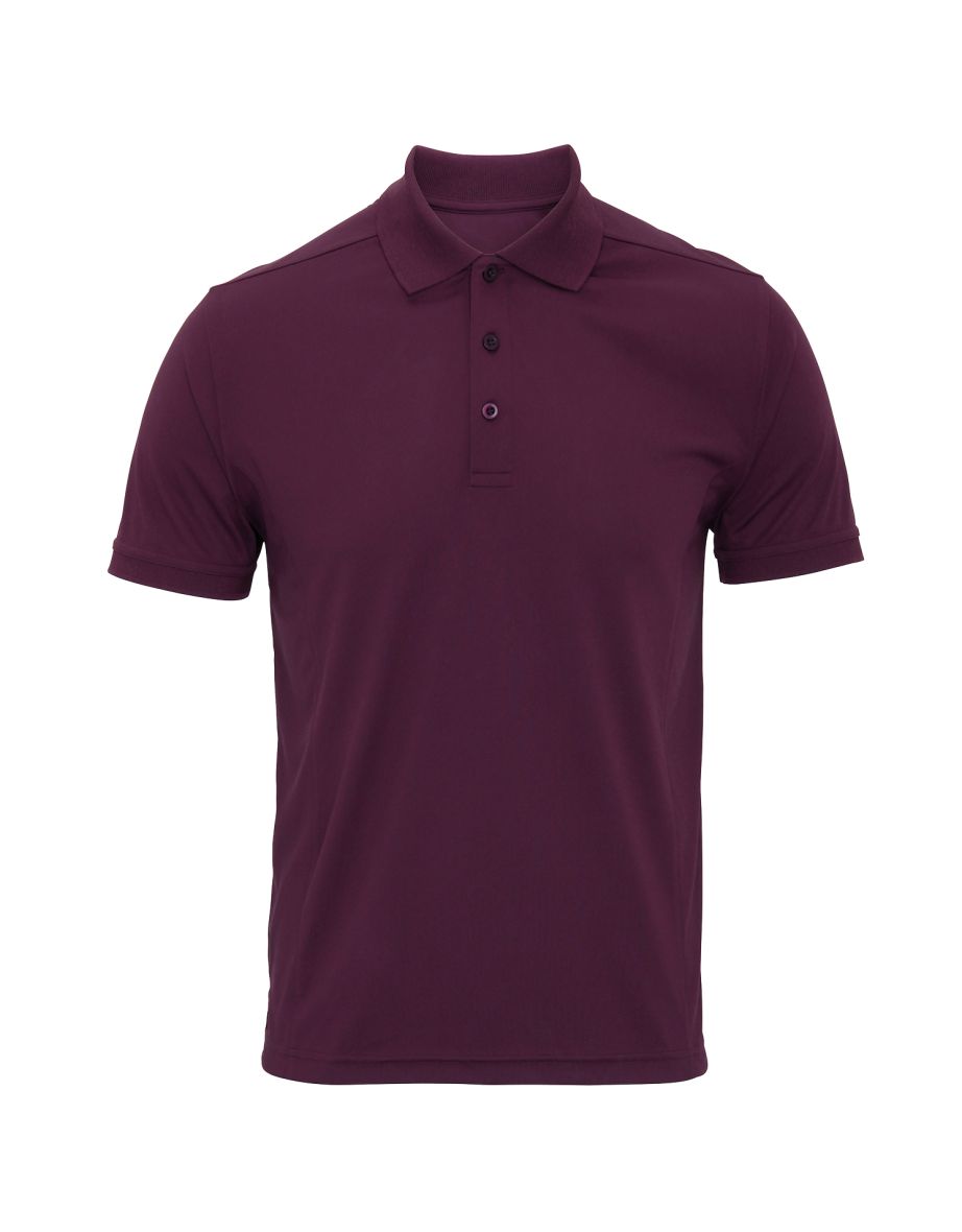 Premier Mens Coolchecker Pique Short Sleeve Polo T-Shirt - Aubergine