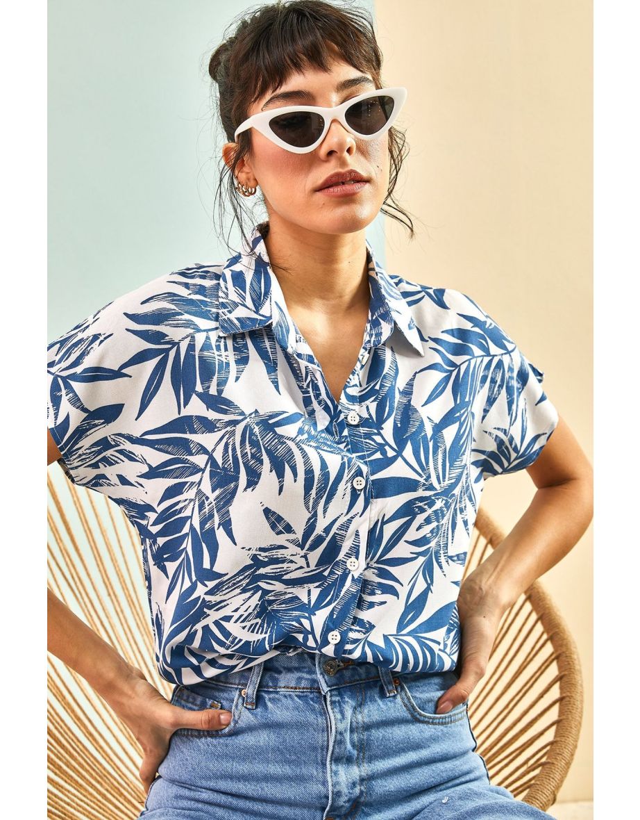 Women's Multi Patterned Bat Sleeve Shirt - 5